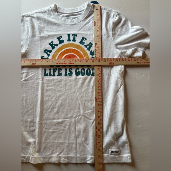 NWT Life is Good sunshine rainbow beach white crewneck crusher tee sz S - Picture 8 of 10